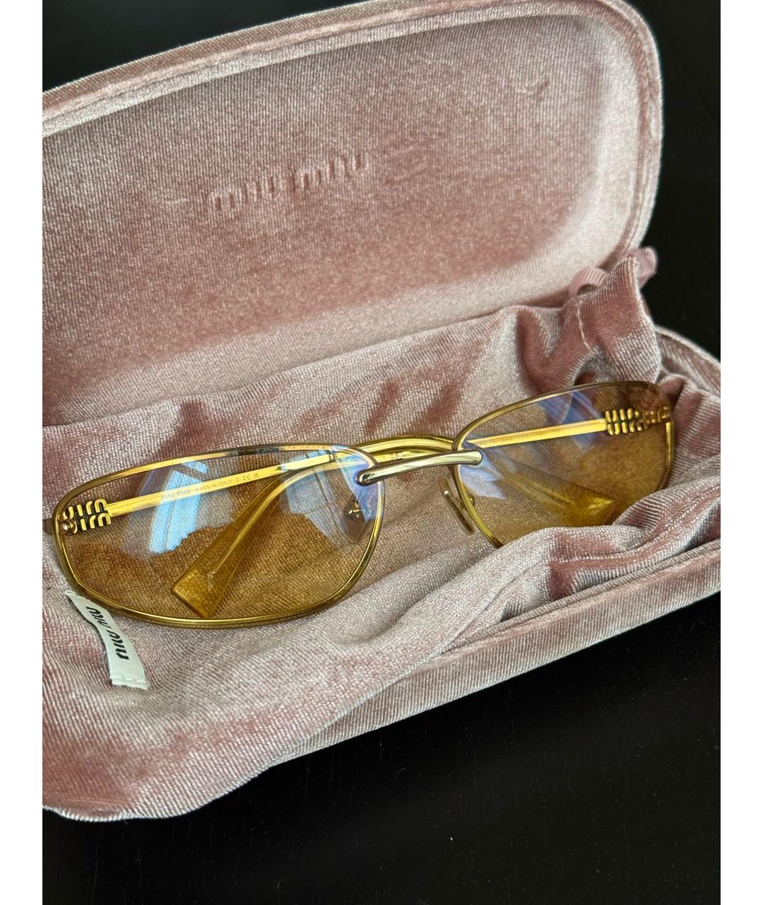 MIU MIU Желтые металлические солнцезащитные очки, фото 6
