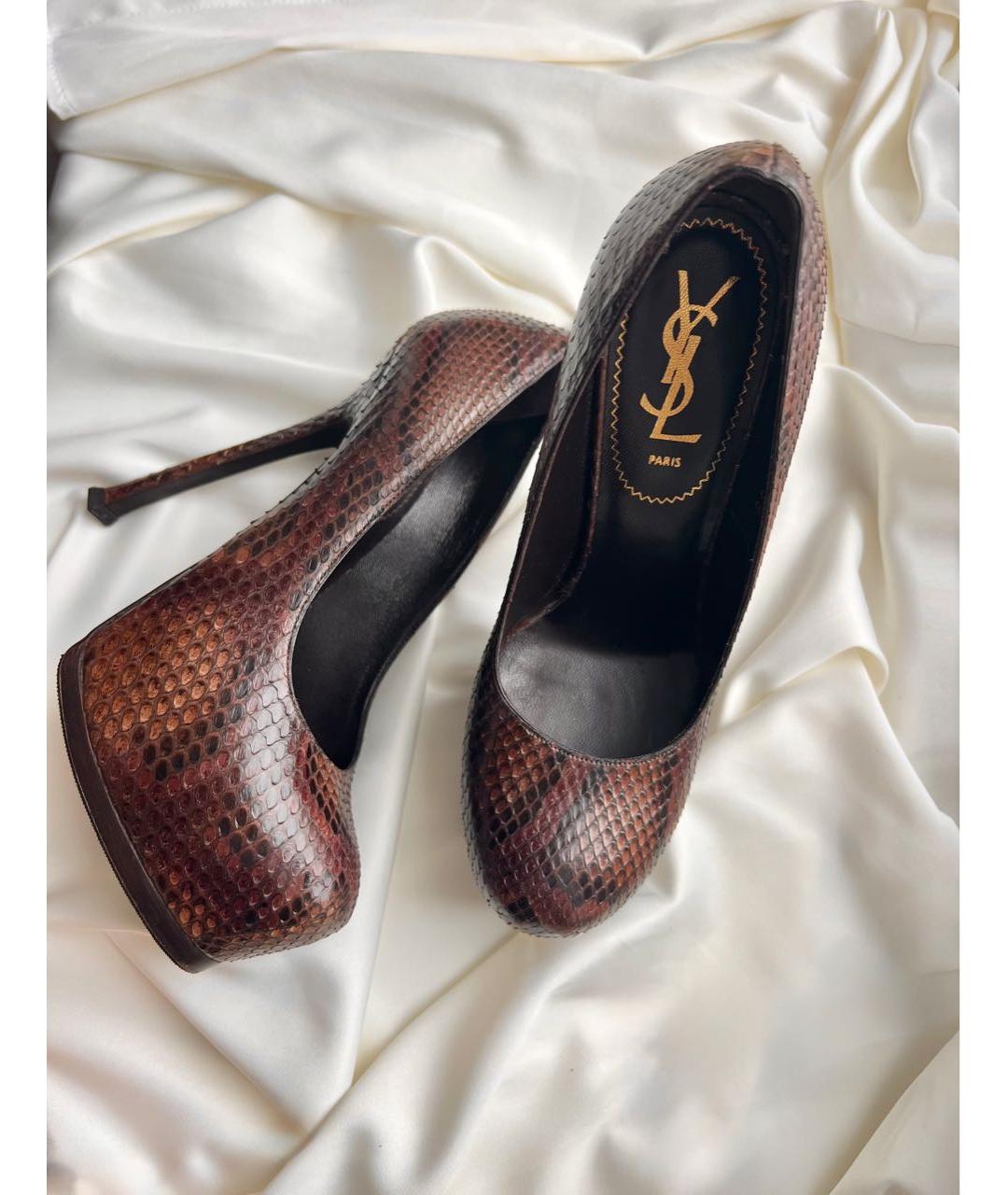 SAINT LAURENT Коричневые туфли из экзотической кожи, фото 2