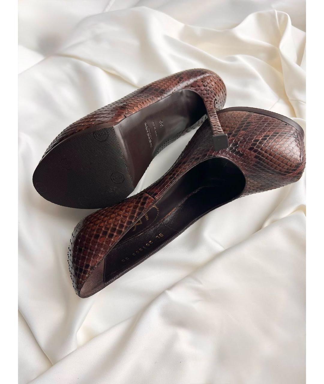 SAINT LAURENT Коричневые туфли из экзотической кожи, фото 5