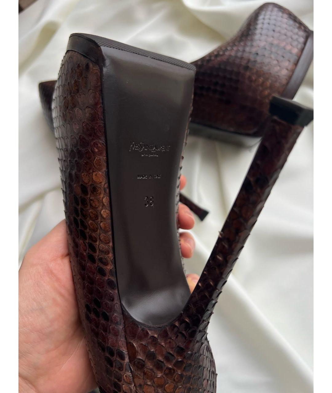 SAINT LAURENT Коричневые туфли из экзотической кожи, фото 6