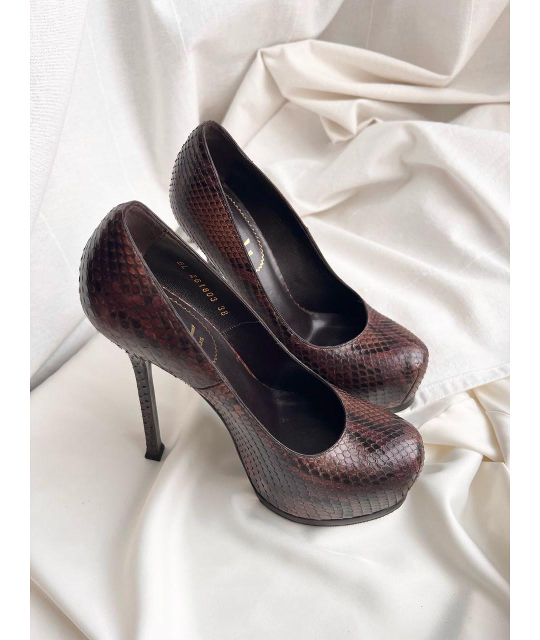 SAINT LAURENT Коричневые туфли из экзотической кожи, фото 3