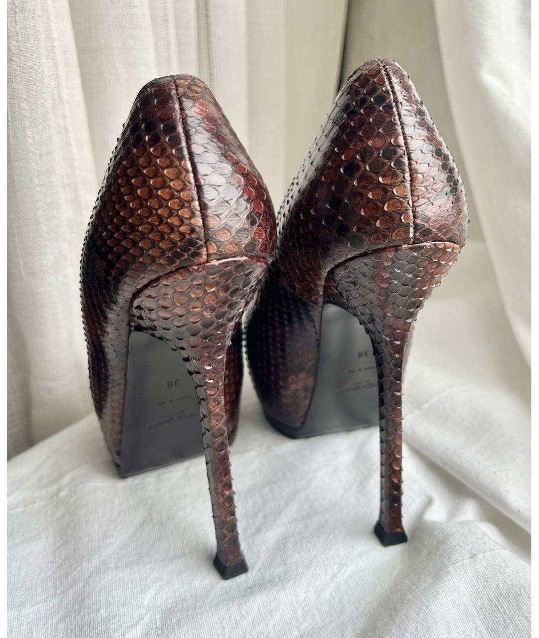 SAINT LAURENT Коричневые туфли из экзотической кожи, фото 4