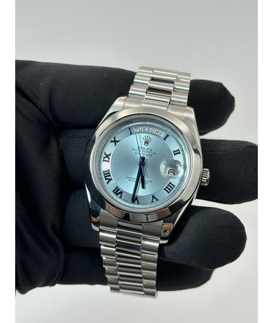 ROLEX Голубые платиновые часы, фото 2