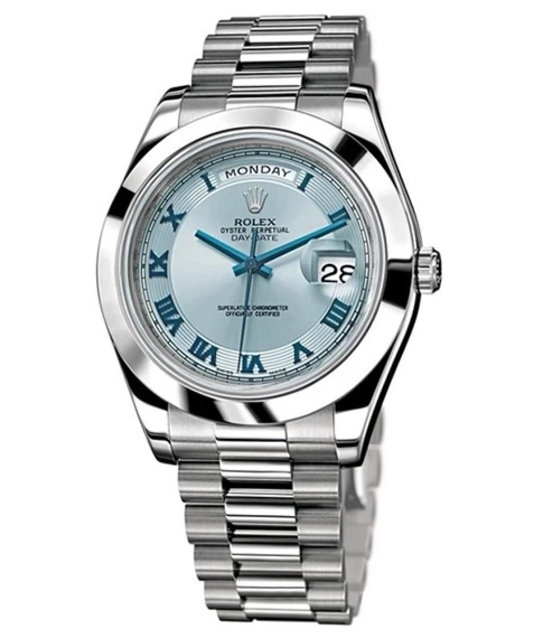 ROLEX Голубые платиновые часы, фото 1
