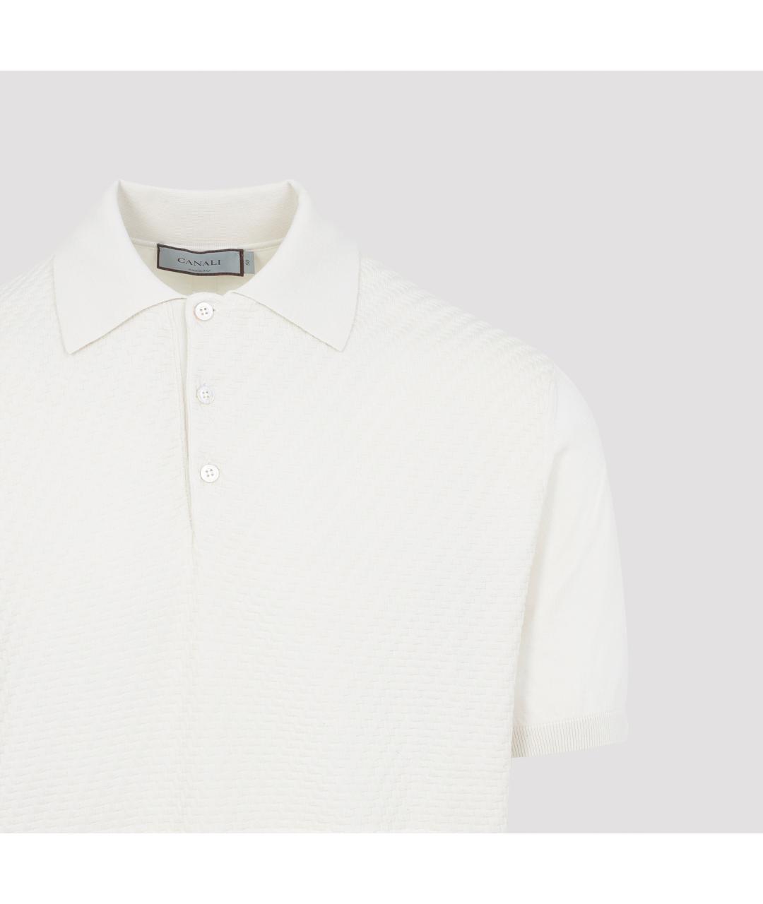 CANALI Белое хлопковое поло с коротким рукавом, фото 3