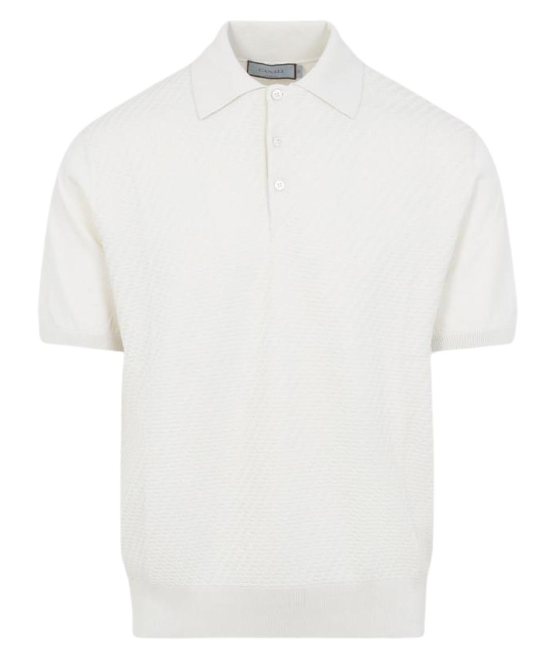 CANALI Белое хлопковое поло с коротким рукавом, фото 1