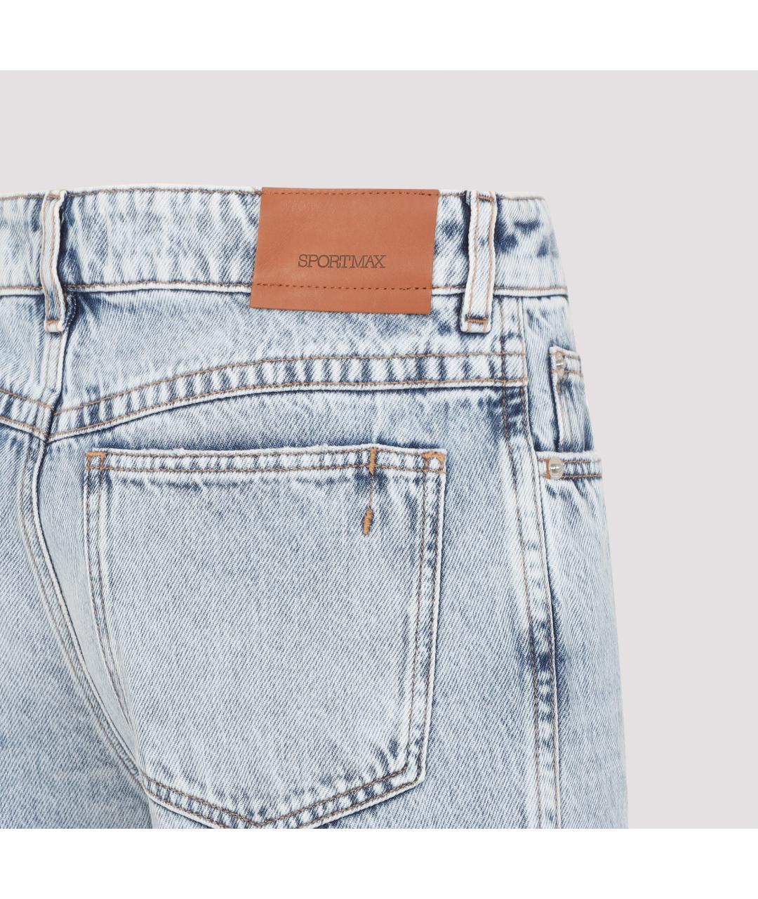 SPORTMAX Голубые хлопковые джинсы клеш, фото 3