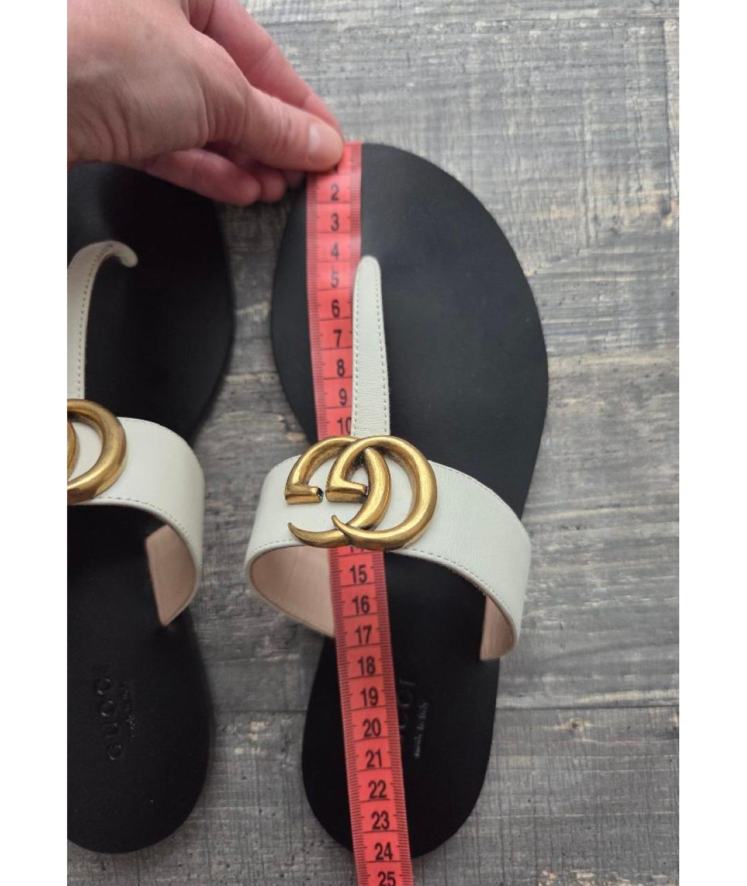 GUCCI Бежевые кожаные шлепанцы, фото 7