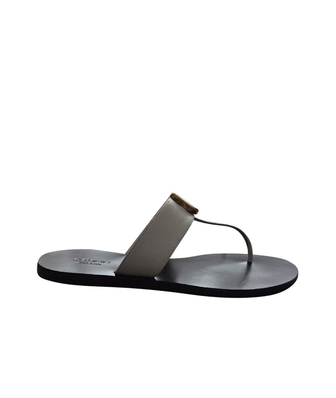 GUCCI Бежевые кожаные шлепанцы, фото 1