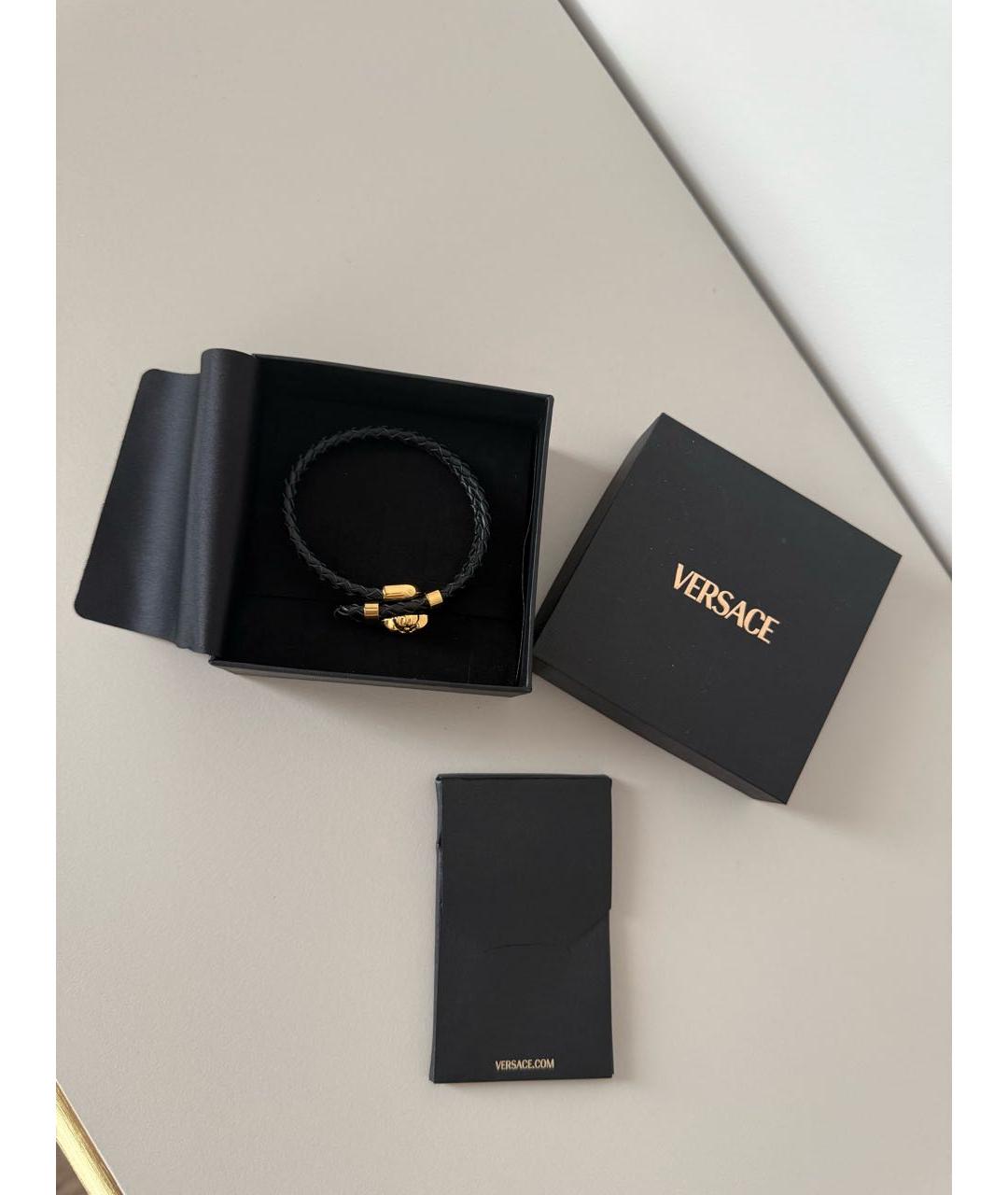 VERSACE Черный кожаный браслет, фото 2