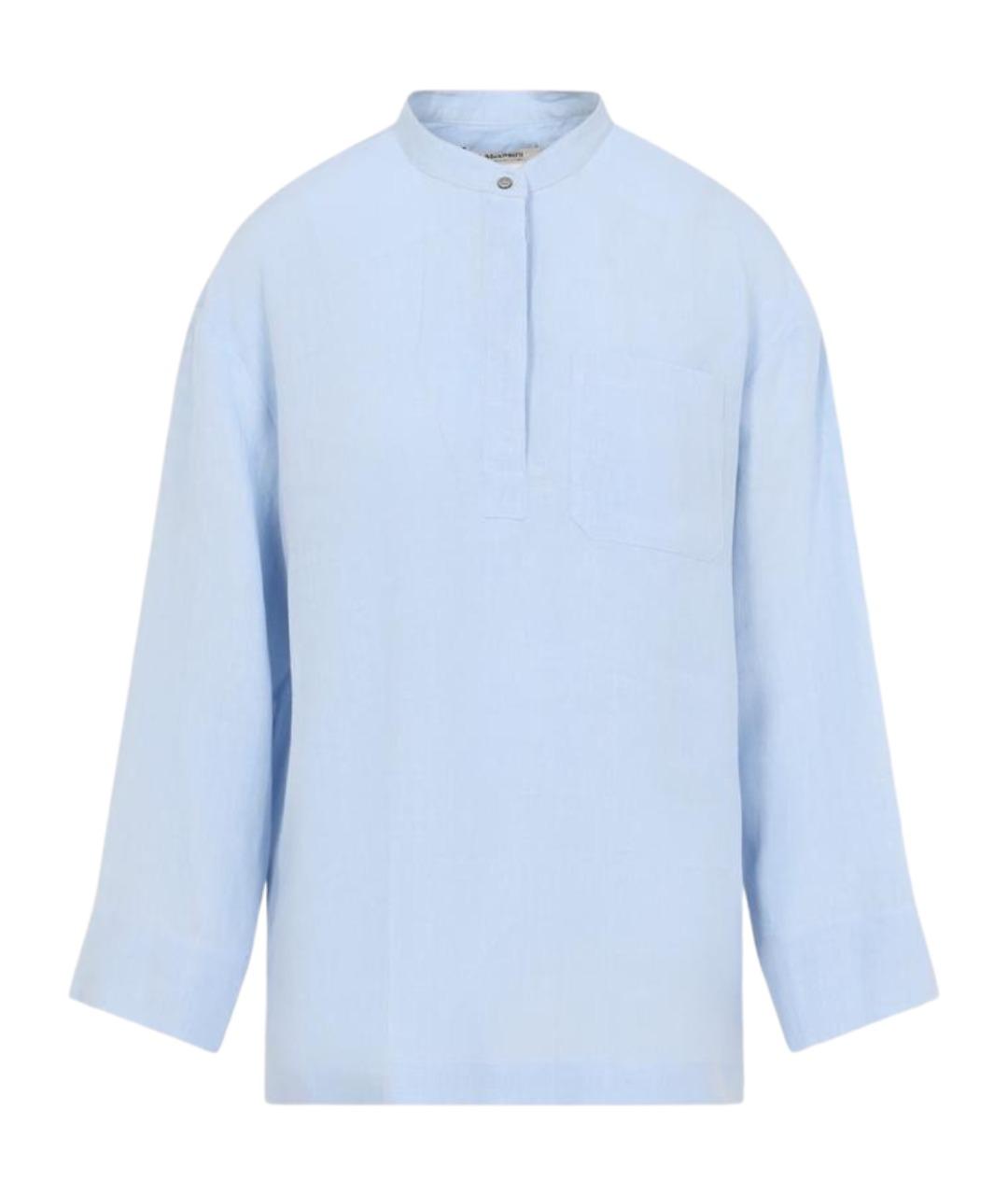 'S MAX MARA Голубая льняная рубашка, фото 1