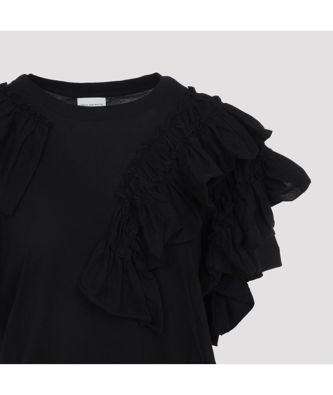 DRIES VAN NOTEN Черная хлопковая футболка, фото 3