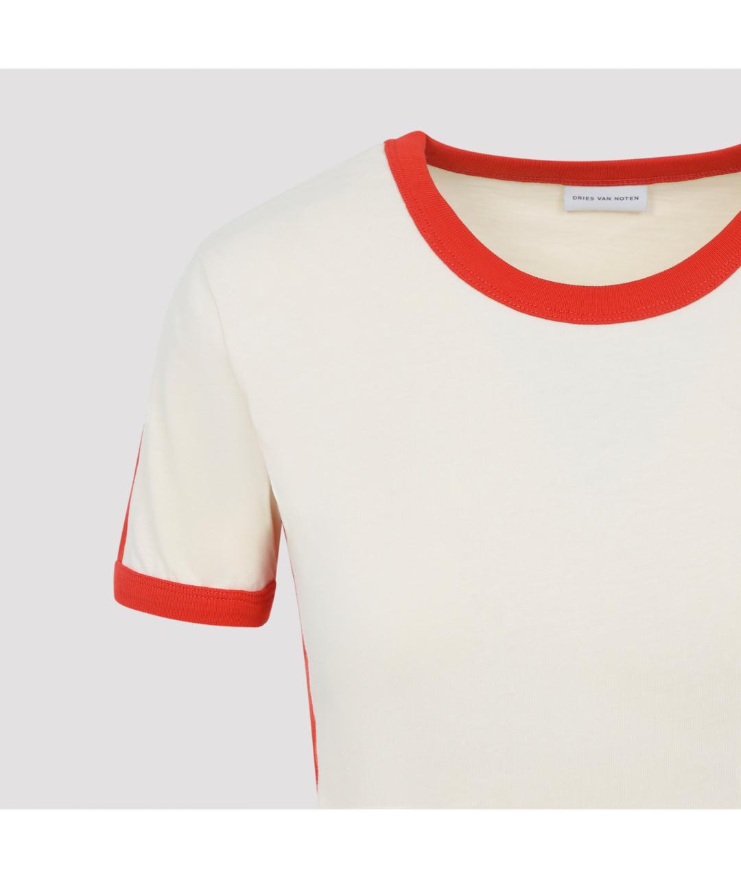 DRIES VAN NOTEN Бежевая хлопковая футболка, фото 3