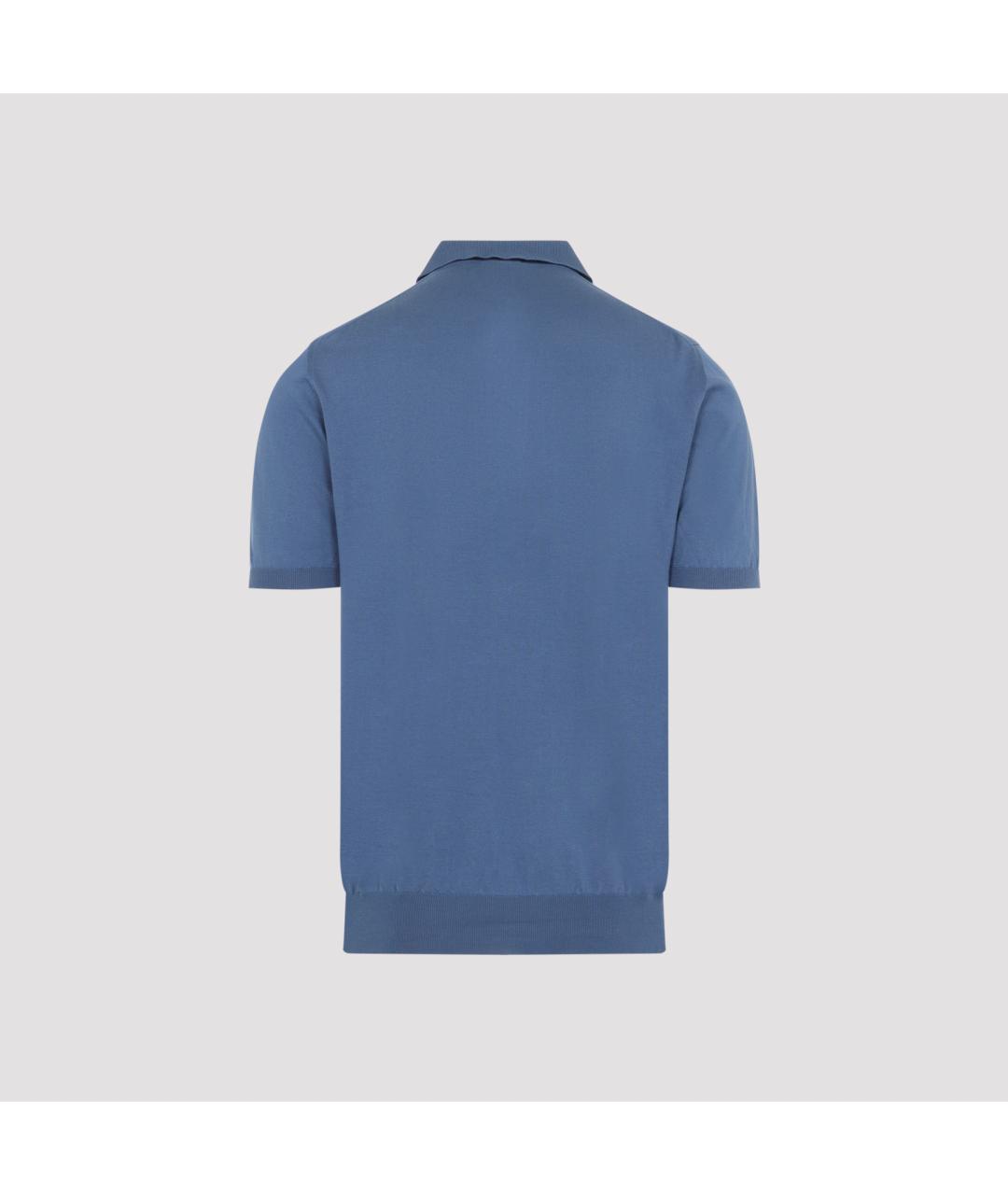 KITON Синее хлопковое поло с коротким рукавом, фото 2