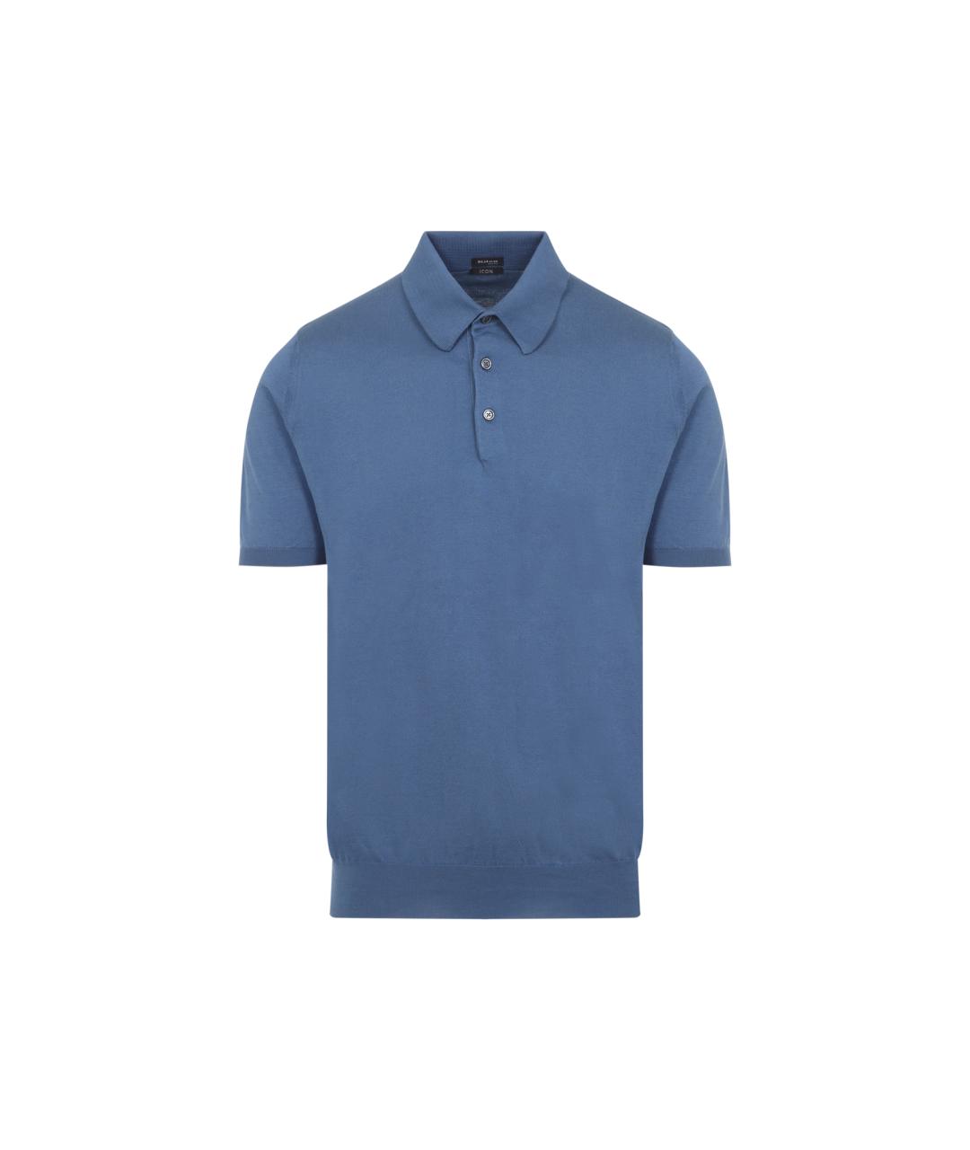 KITON Синее хлопковое поло с коротким рукавом, фото 1