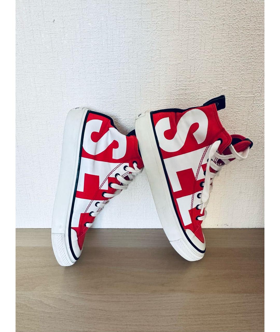 DIESEL Красные текстильные высокие кроссовки / кеды, фото 9