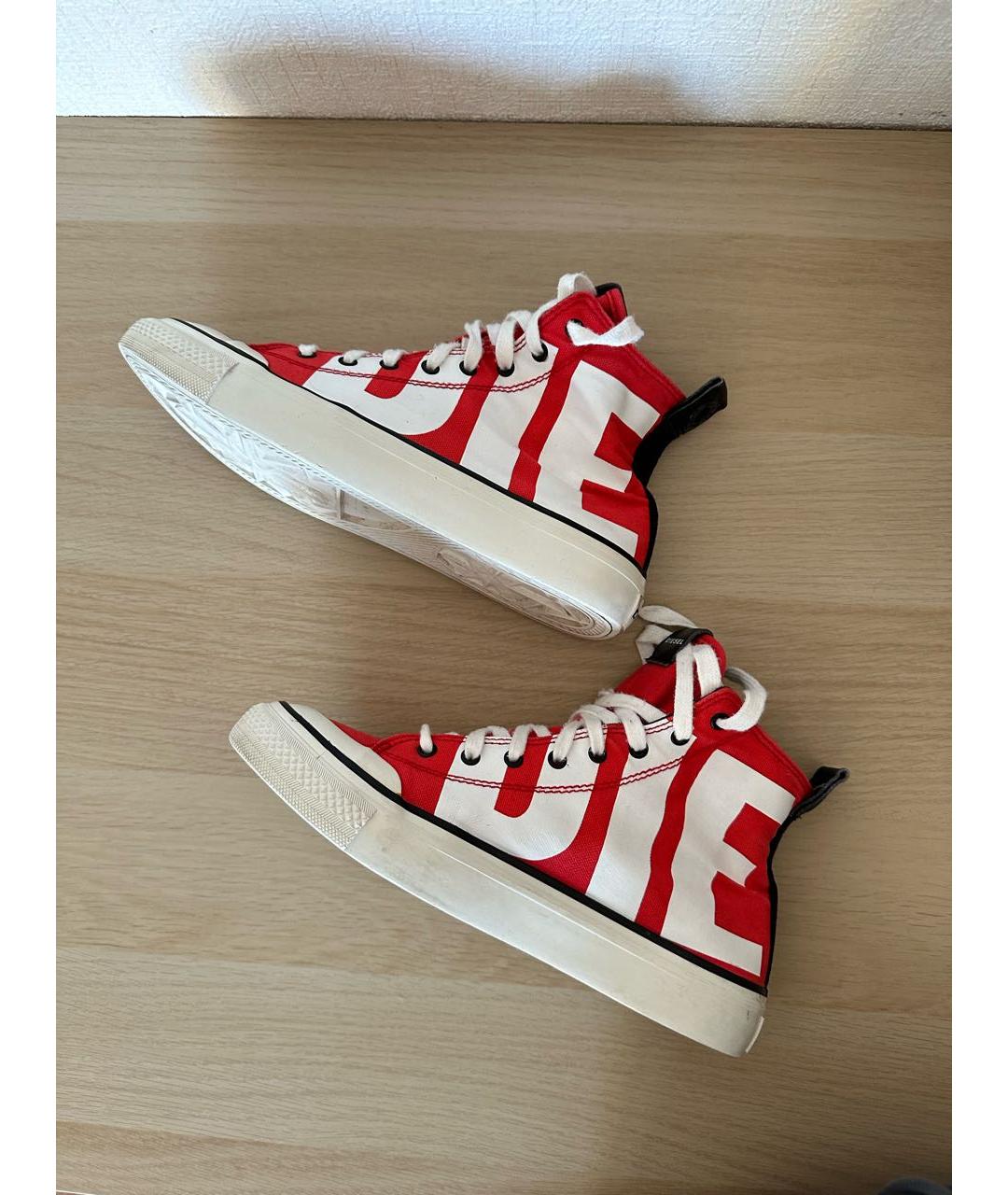 DIESEL Красные текстильные высокие кроссовки / кеды, фото 2