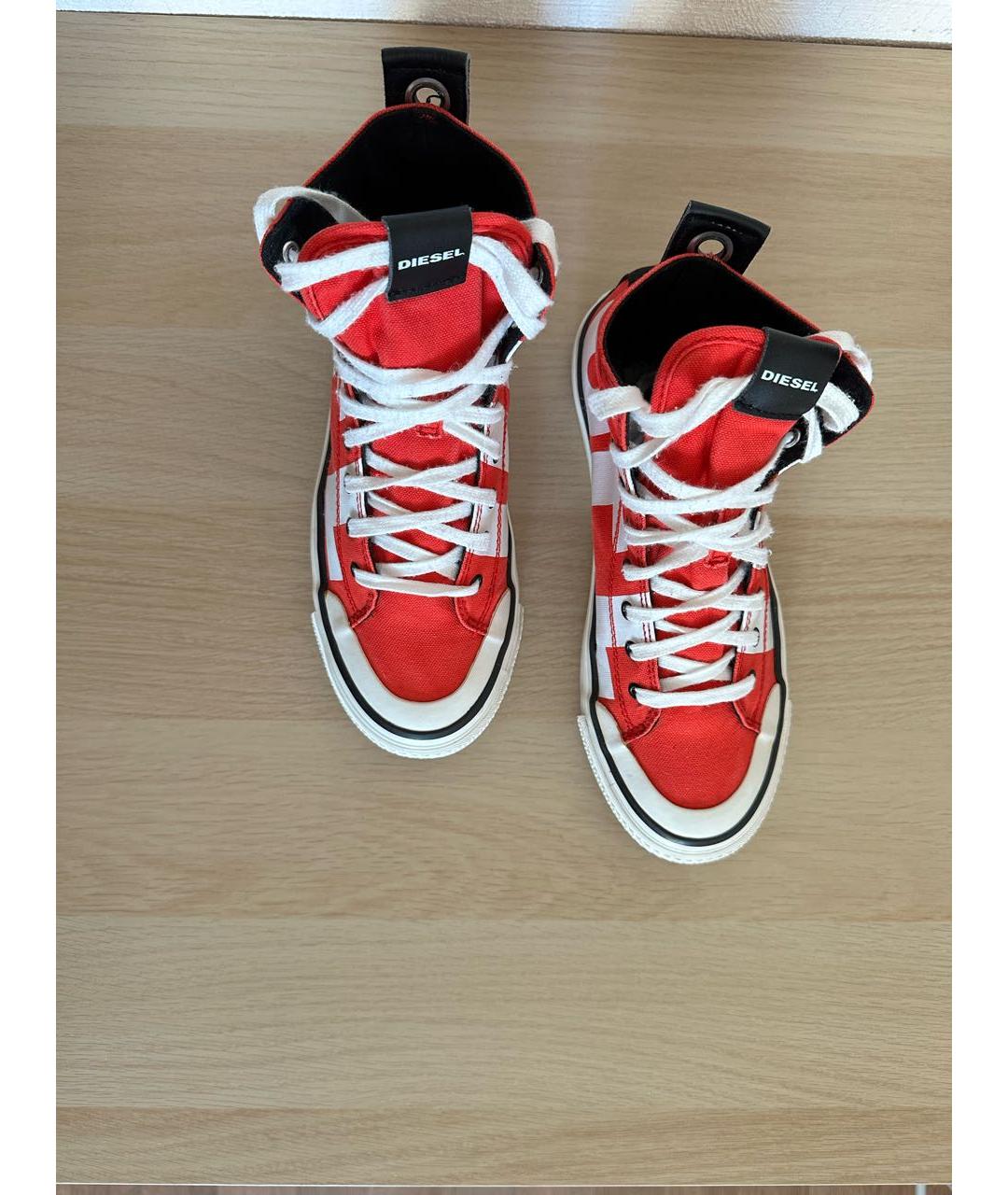 DIESEL Красные текстильные высокие кроссовки / кеды, фото 3