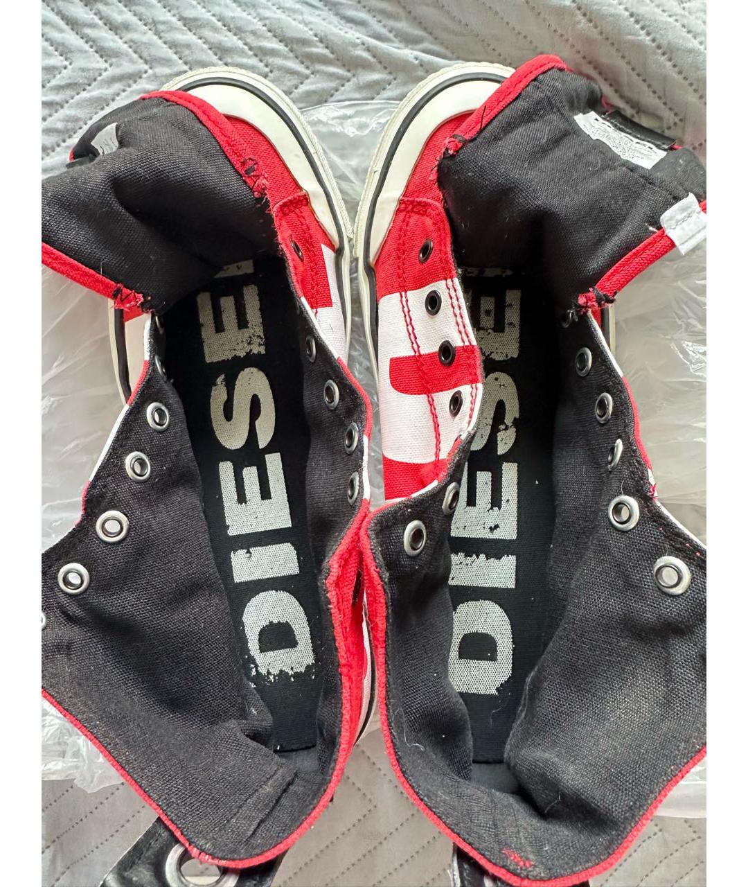 DIESEL Красные текстильные высокие кроссовки / кеды, фото 6