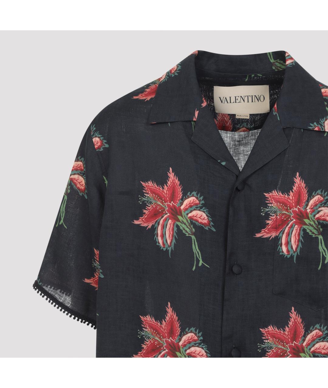 VALENTINO Черная льняная кэжуал рубашка, фото 3