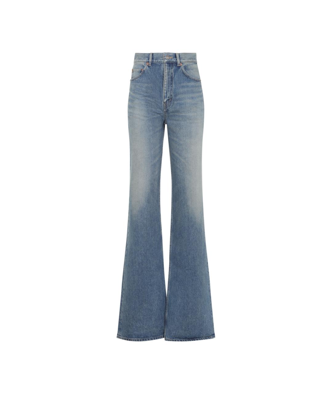 SAINT LAURENT Голубые хлопковые джинсы клеш, фото 1