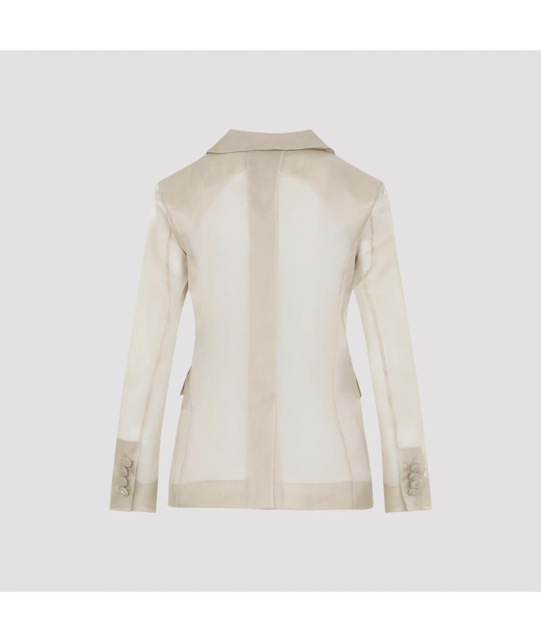 MAX MARA Бежевый шелковый жакет/пиджак, фото 2
