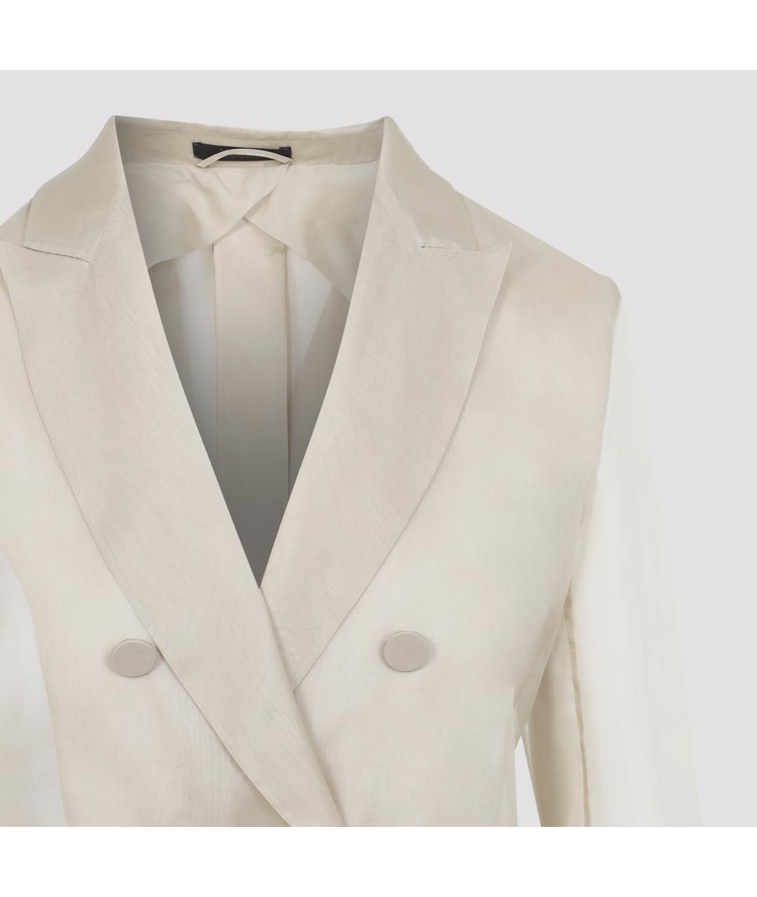 MAX MARA Бежевый шелковый жакет/пиджак, фото 4