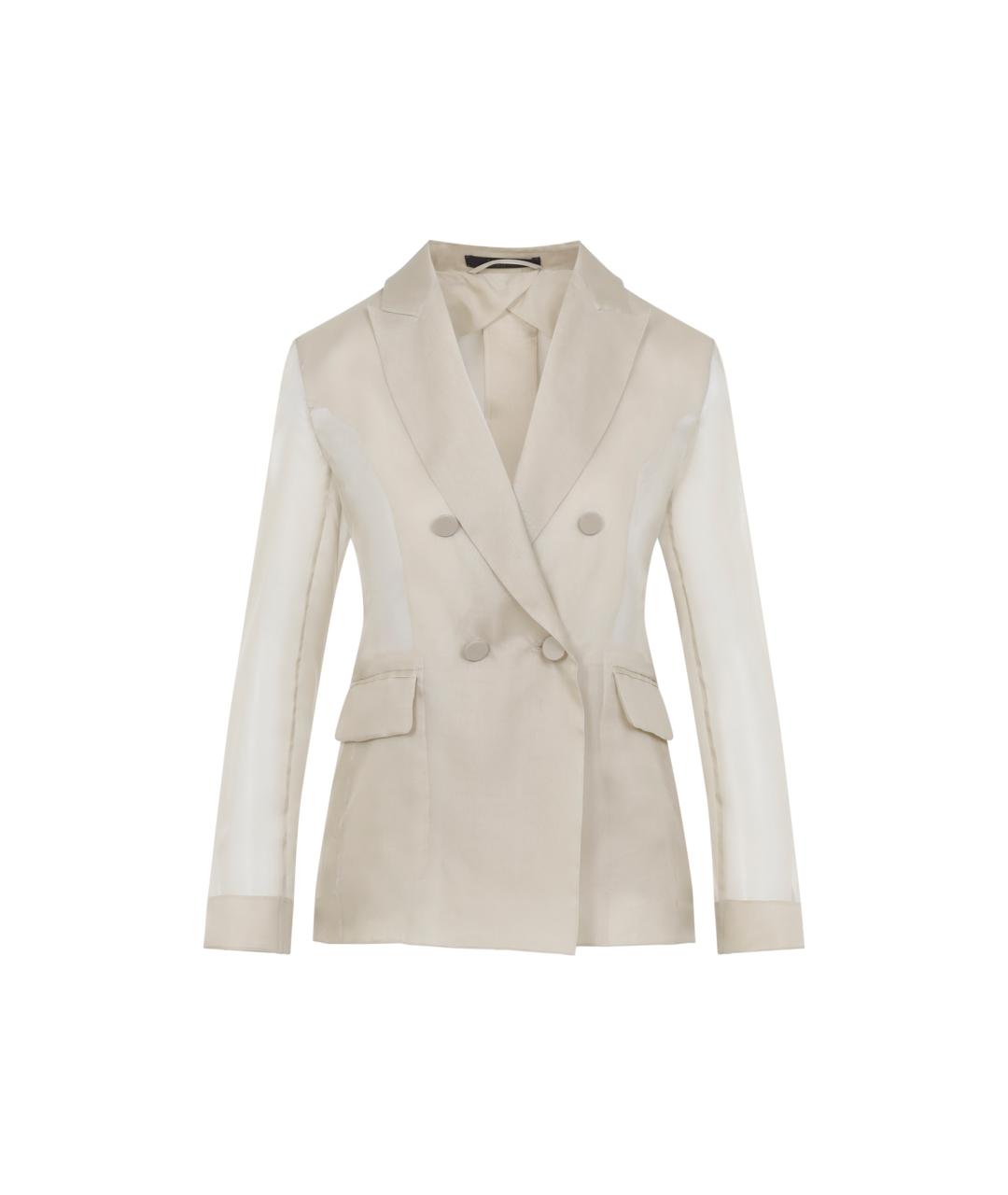 MAX MARA Бежевый шелковый жакет/пиджак, фото 1