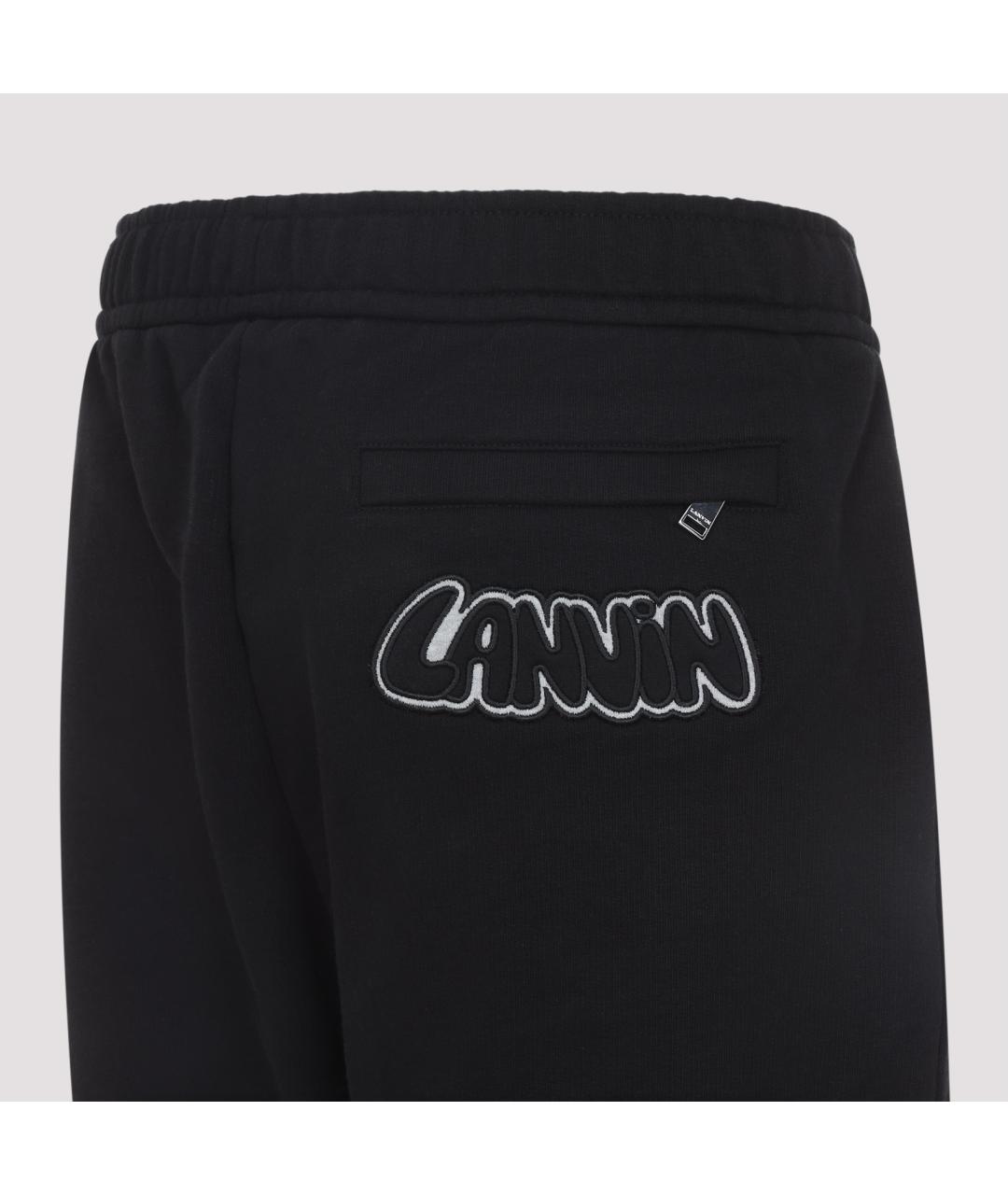 LANVIN Черные хлопковые повседневные брюки, фото 3