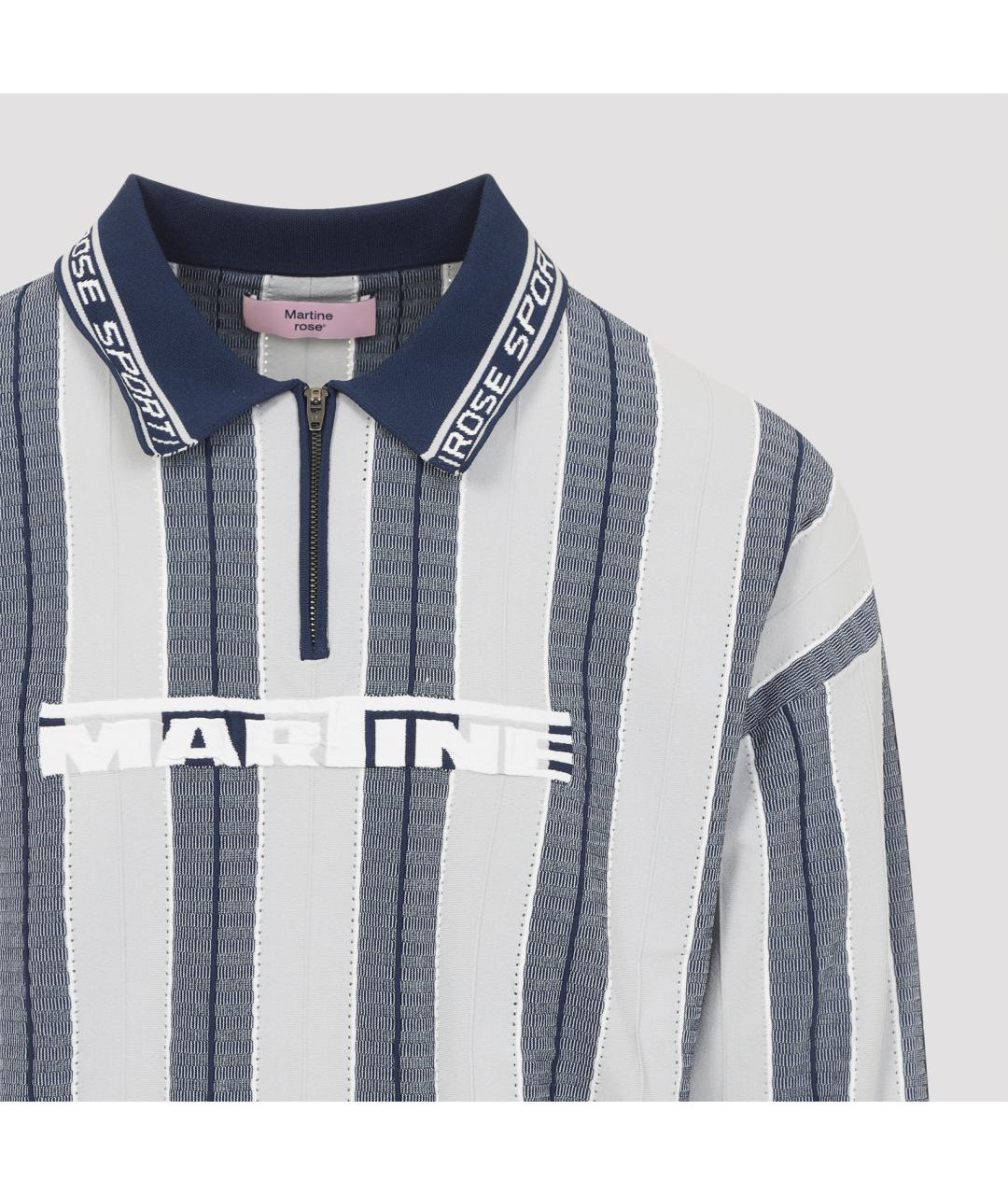 MARTINE ROSE Синее вискозное поло с длинным рукавом, фото 3