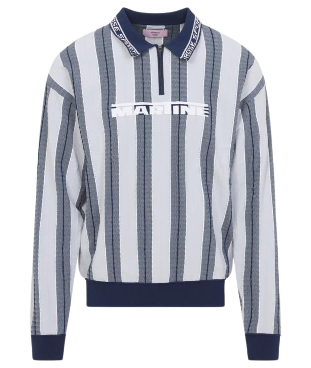 MARTINE ROSE Синее вискозное поло с длинным рукавом, фото 1