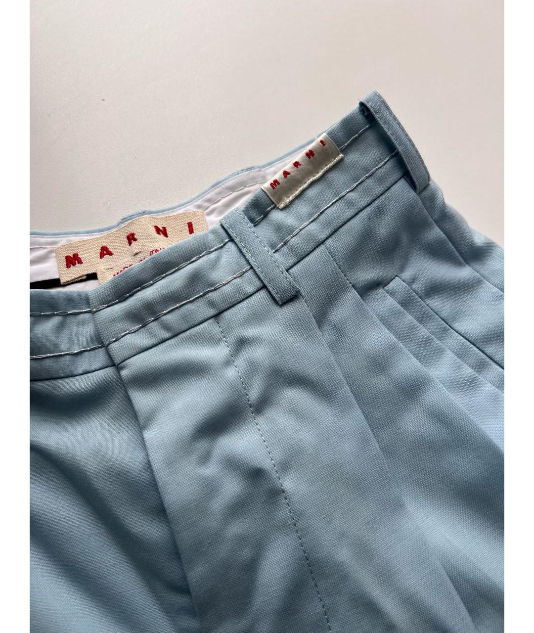 MARNI Голубые шерстяные брюки широкие, фото 6