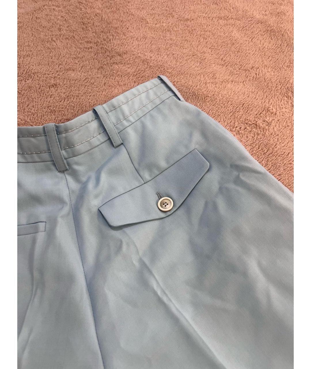 MARNI Голубые шерстяные брюки широкие, фото 4