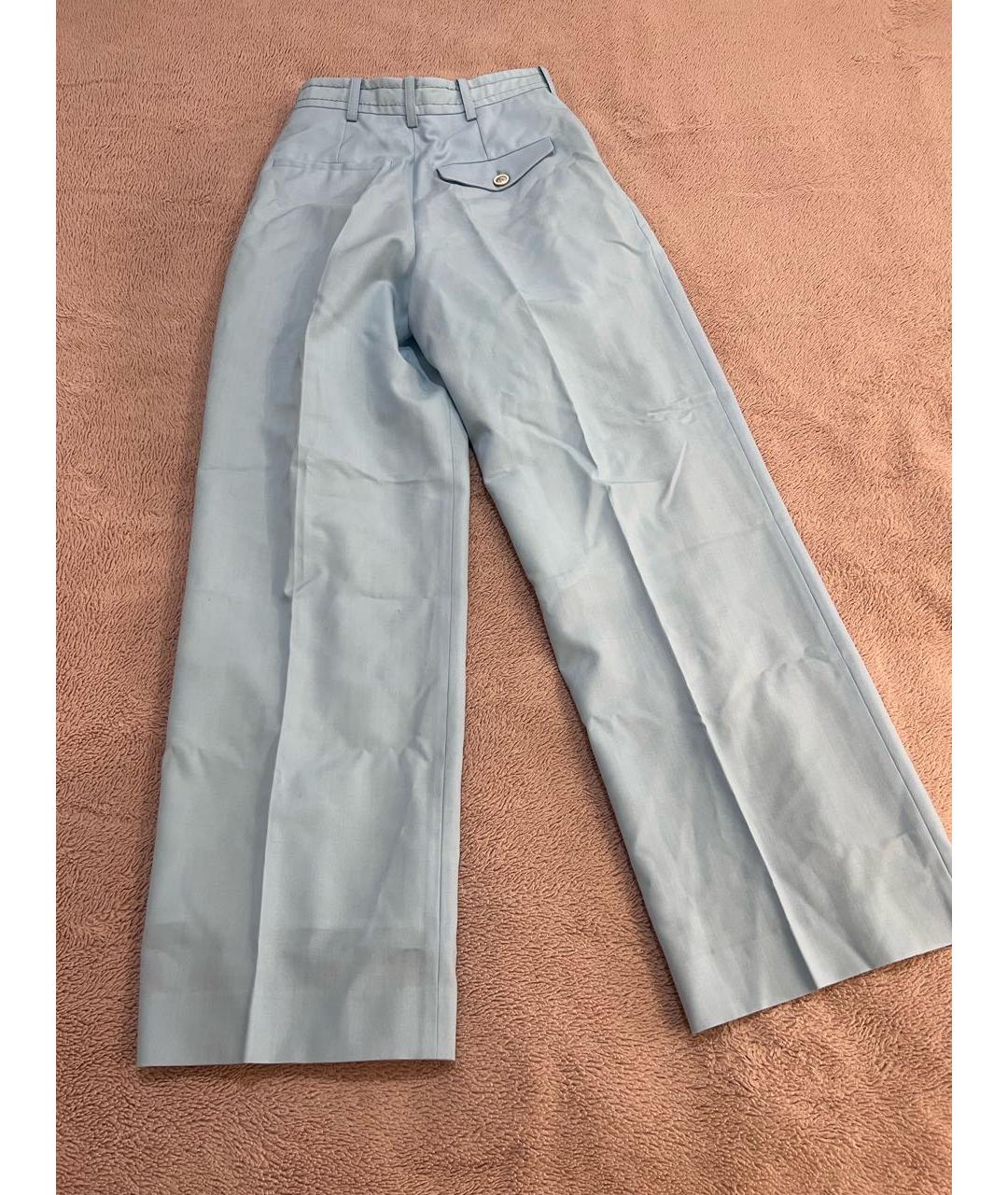 MARNI Голубые шерстяные брюки широкие, фото 2