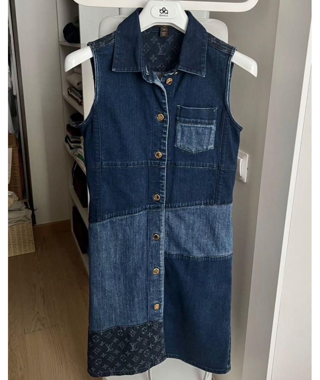LOUIS VUITTON Темно-синий хлопковый сарафан, фото 9