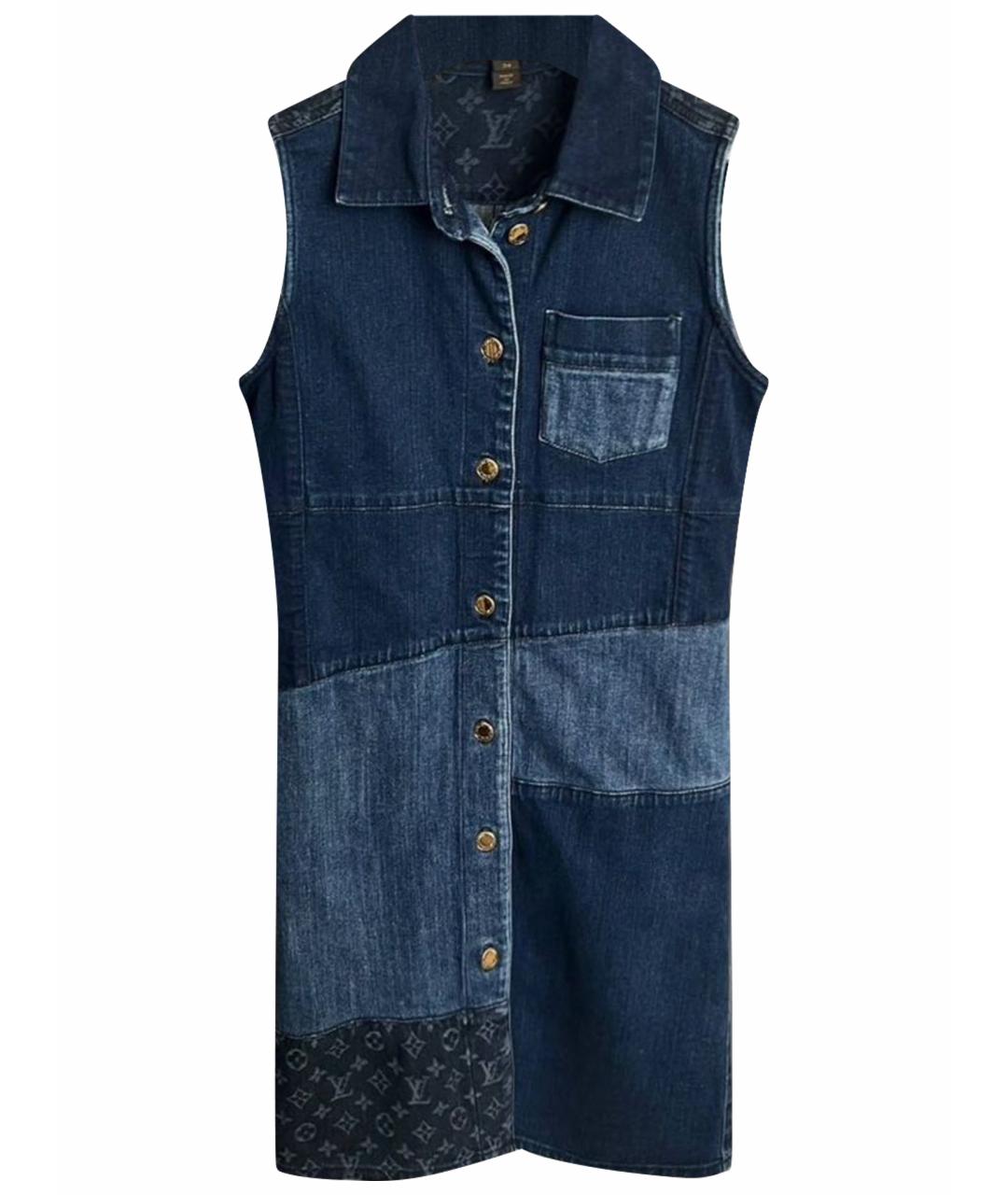 LOUIS VUITTON Темно-синий хлопковый сарафан, фото 1