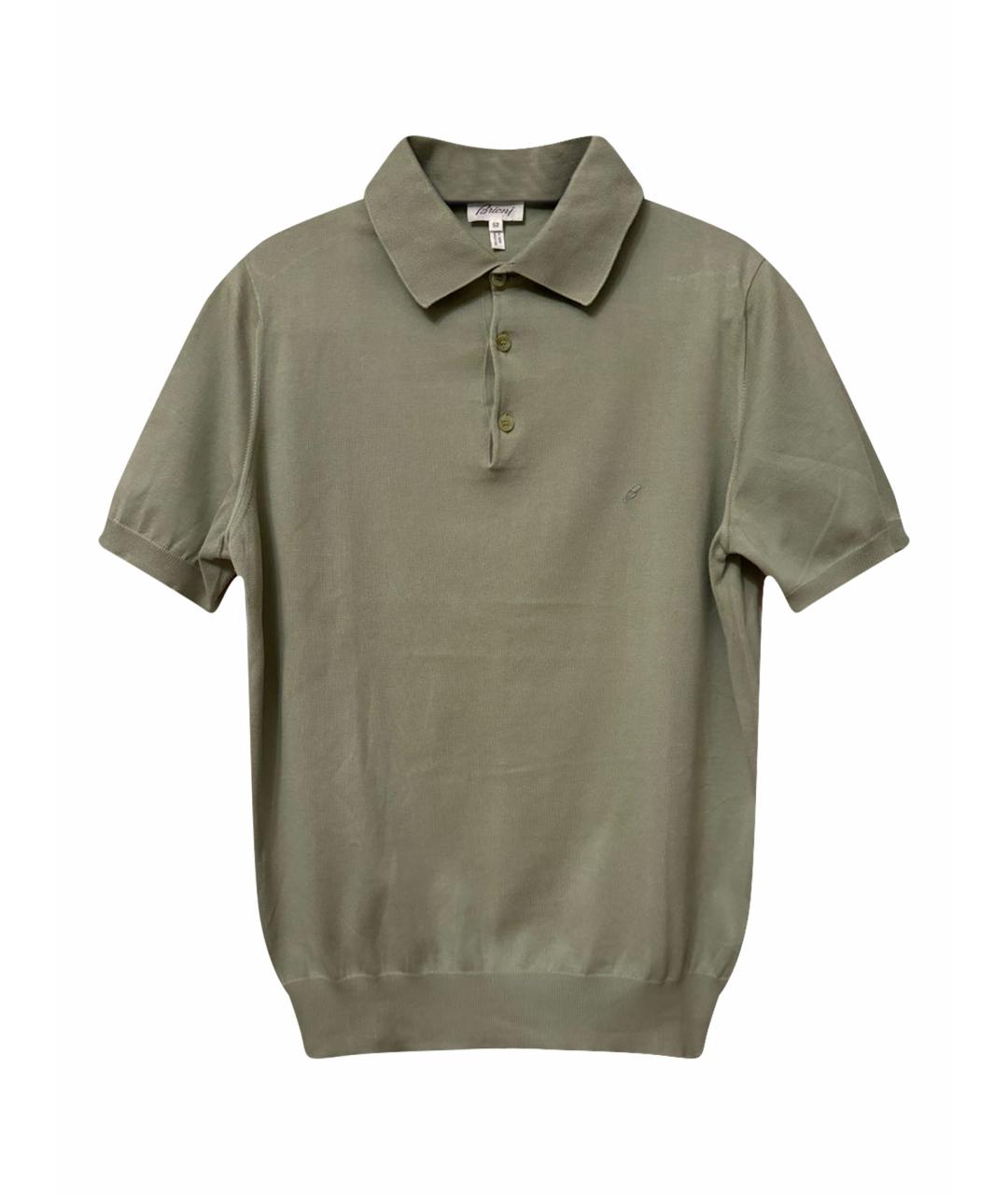 BRIONI Салатовыое хлопковое поло с коротким рукавом, фото 1