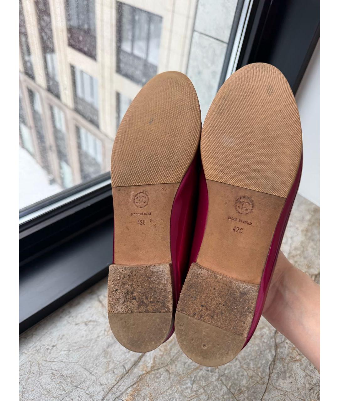 CHANEL Фуксия балетки из лакированной кожи, фото 5