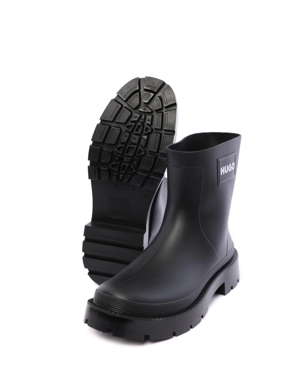 HUGO Черные резиновые сапоги, фото 4
