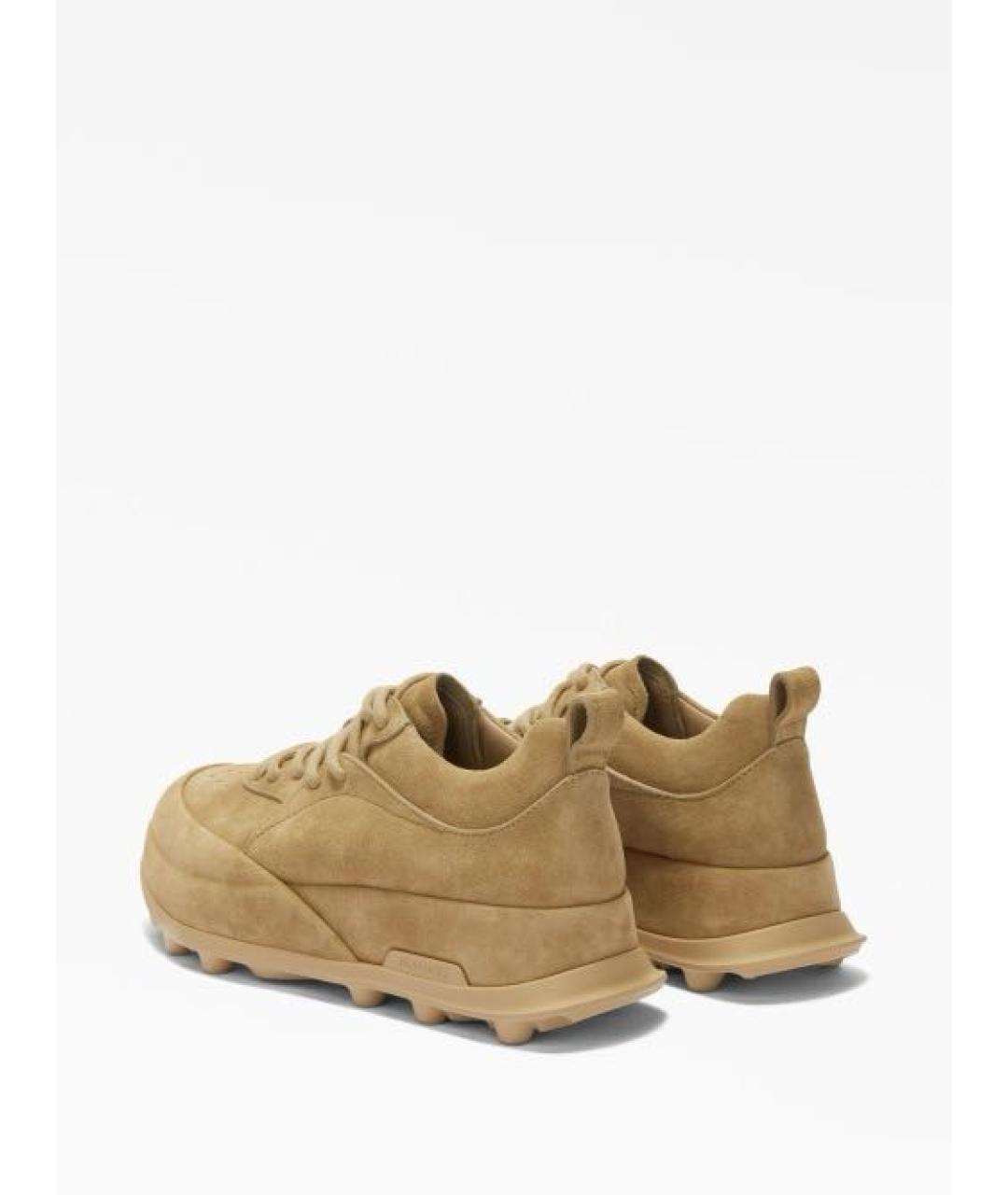 JIL SANDER Бежевые замшевые низкие кроссовки / кеды, фото 3