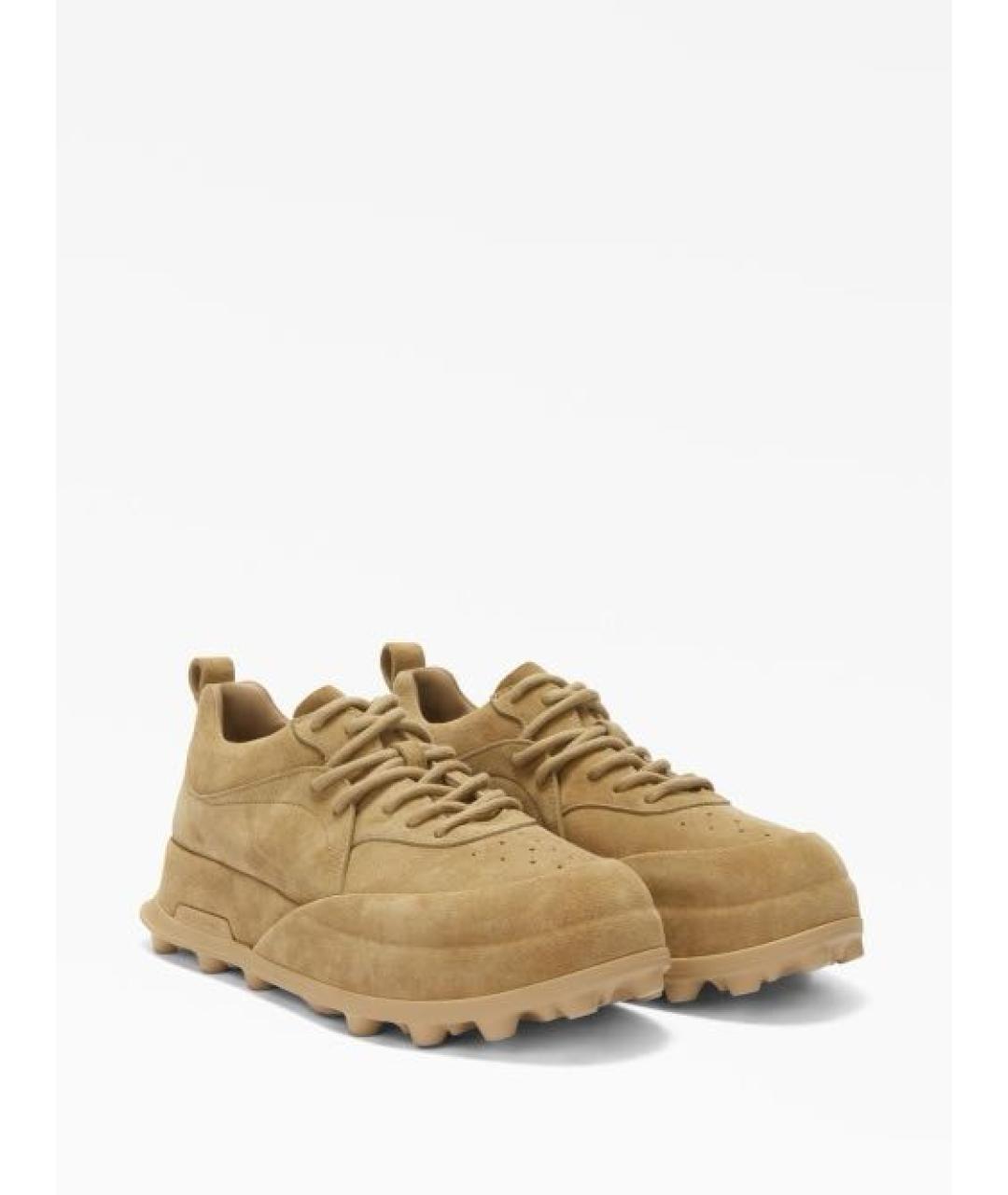 JIL SANDER Бежевые замшевые низкие кроссовки / кеды, фото 2