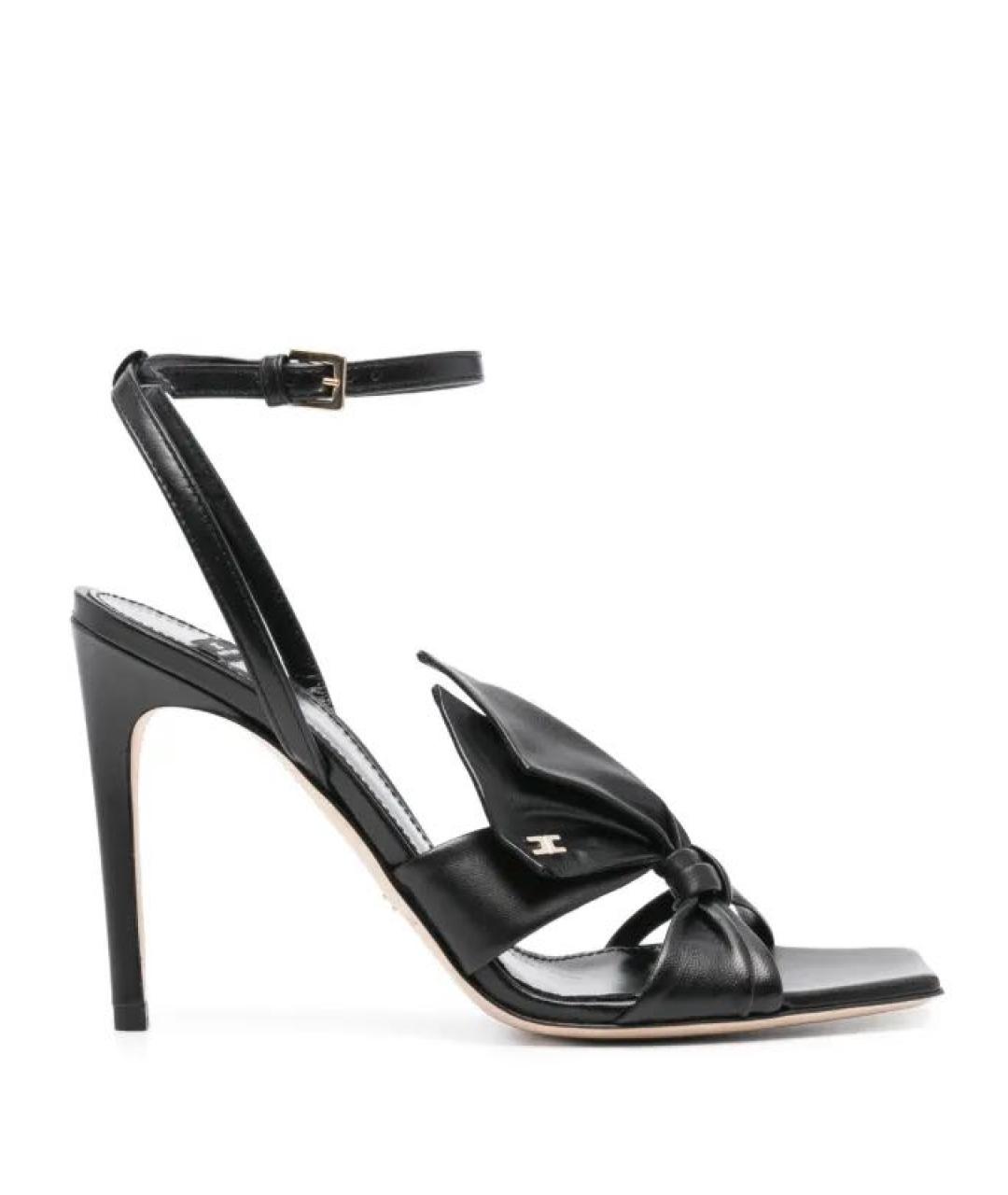 ELISABETTA FRANCHI Черные кожаные босоножки, фото 5