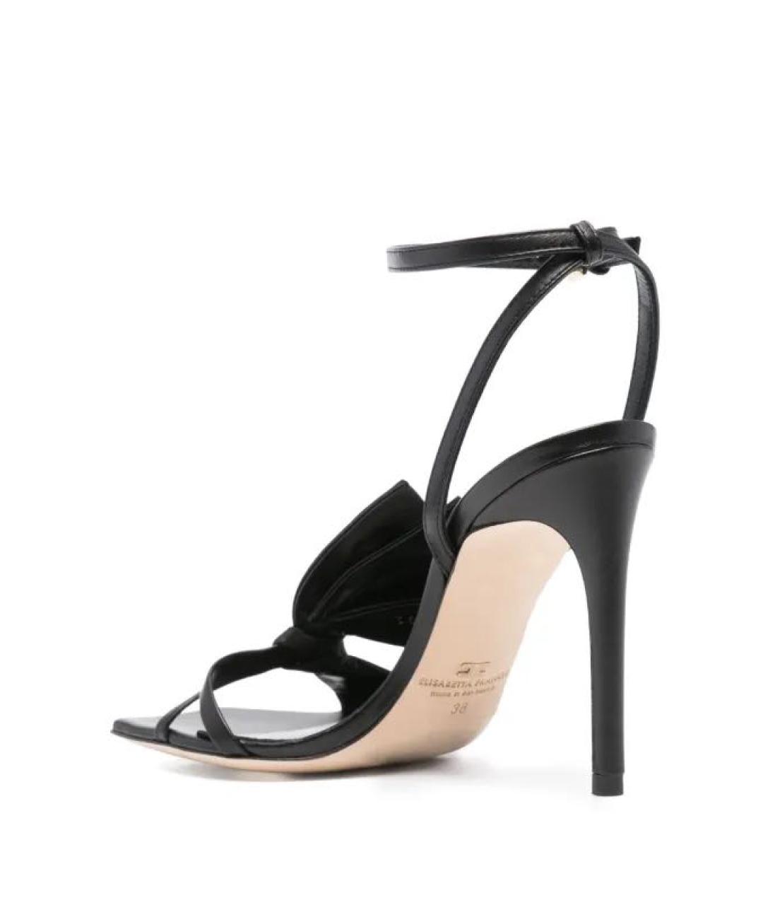 ELISABETTA FRANCHI Черные кожаные босоножки, фото 4