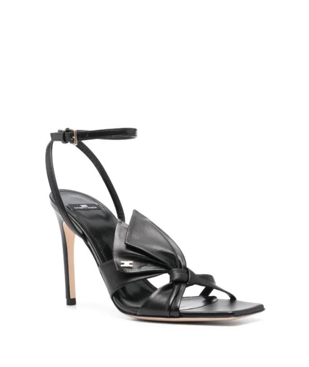 ELISABETTA FRANCHI Черные кожаные босоножки, фото 2