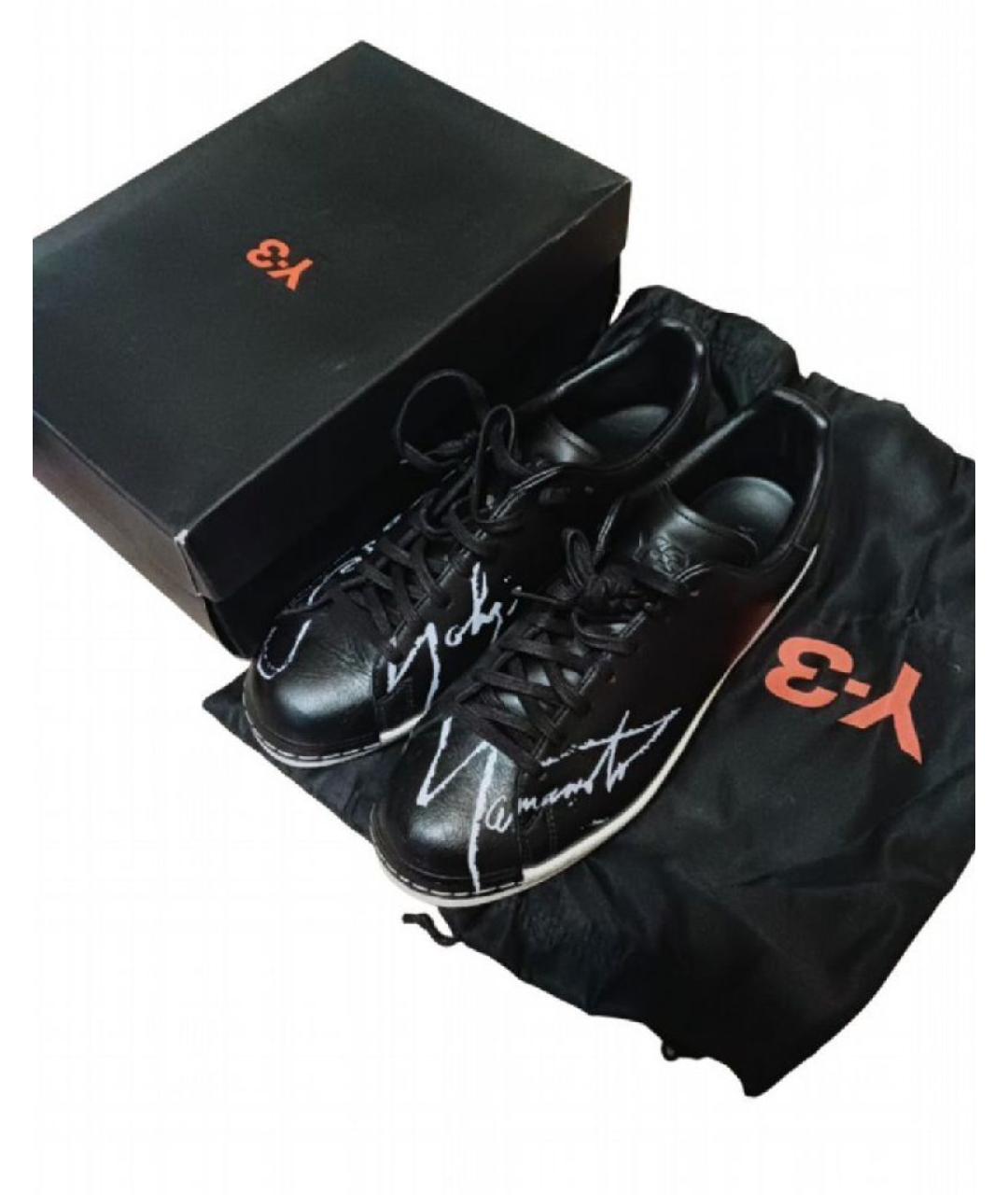 Y-3 Черные кожаные низкие кроссовки / кеды, фото 9