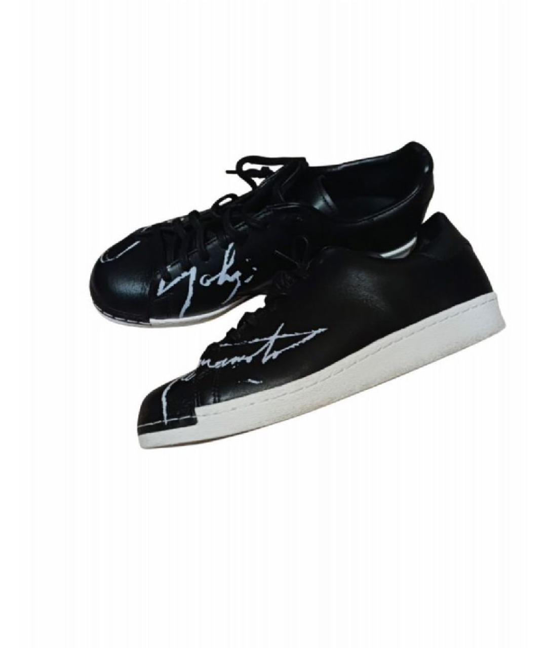 Y-3 Черные кожаные низкие кроссовки / кеды, фото 10