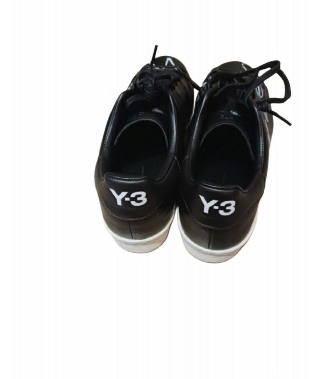 Y-3 Черные кожаные низкие кроссовки / кеды, фото 4