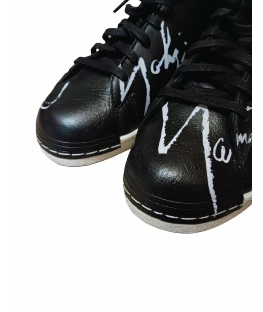 Y-3 Черные кожаные низкие кроссовки / кеды, фото 2