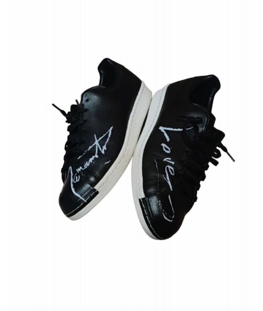 Y-3 Черные кожаные низкие кроссовки / кеды, фото 3