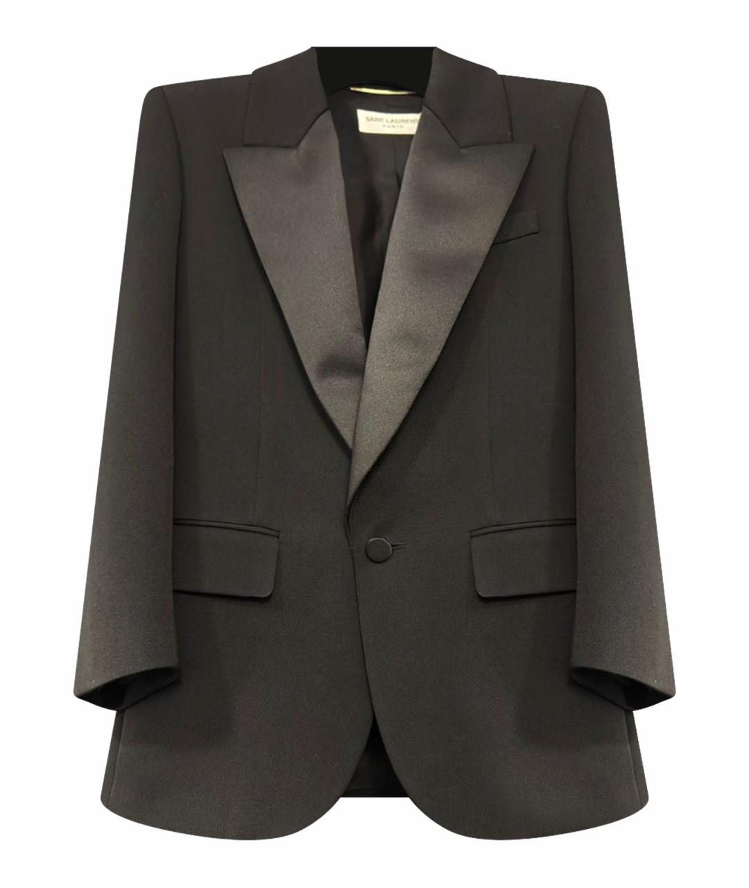 SAINT LAURENT Черный шерстяной жакет/пиджак, фото 1